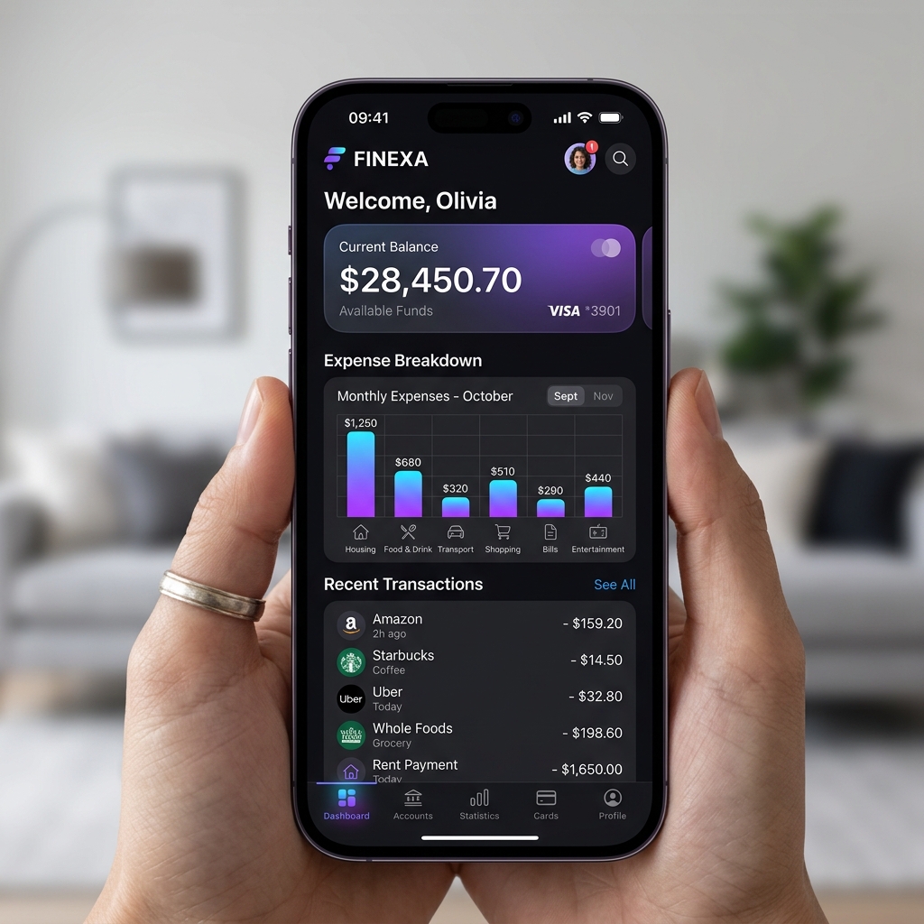 FinTrack Personal Finance App Mockup